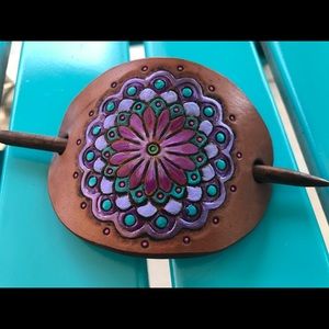 Mandala leather hair slide